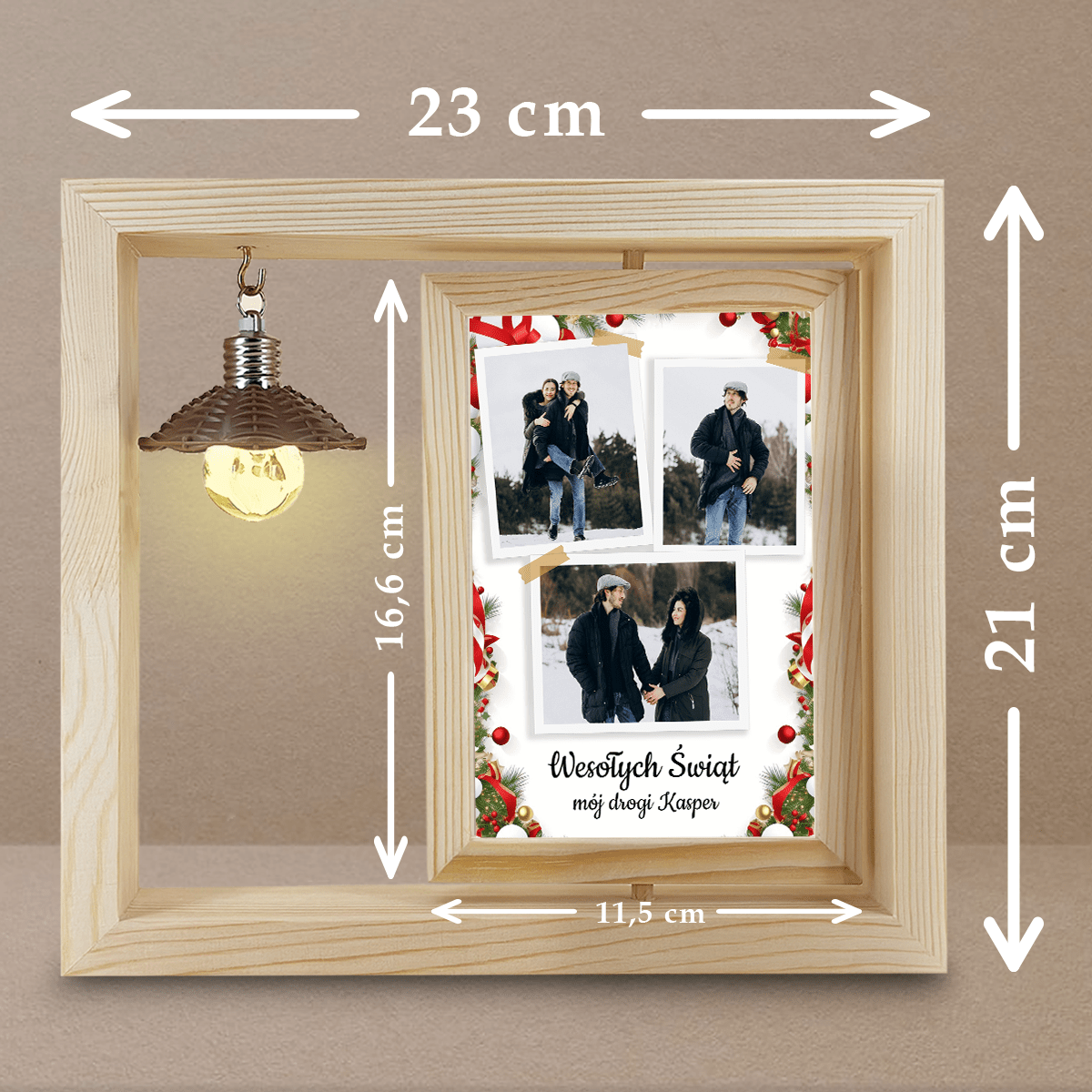 Mój drogi chłopak fotokolaż - Druk na szkle w drewnianej ramce + led, spersonalizowany prezent - idamell.com