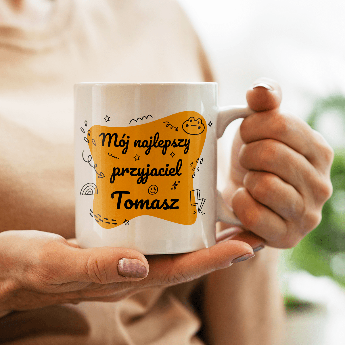 Mój najlepszy przyjaciel - 1x Kubek z nadrukiem, spersonalizowany prezent dla przyjaciela - idamell.com
