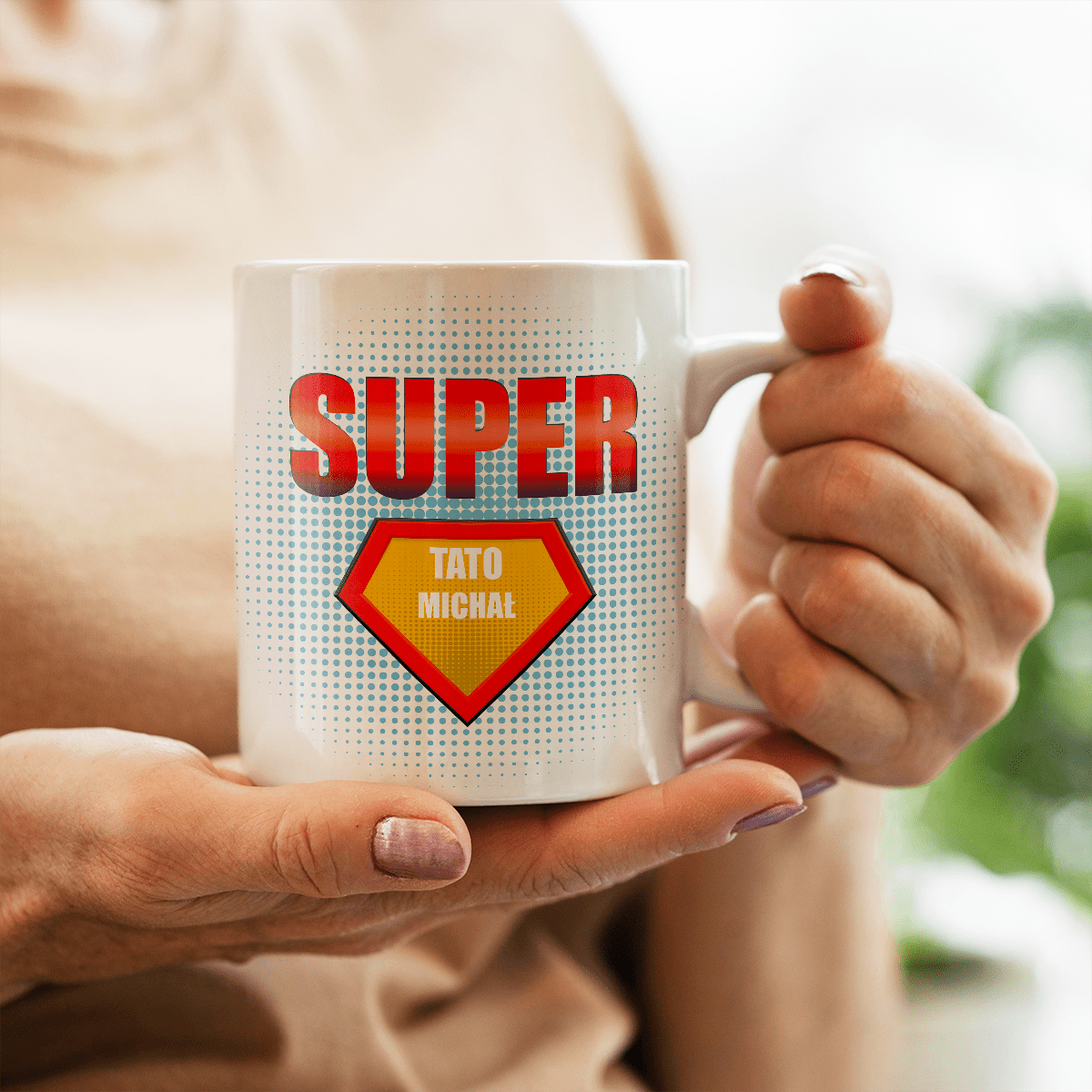 Mój super tata - 1x Kubek z nadrukiem, spersonalizowany prezent dla taty - idamell.com