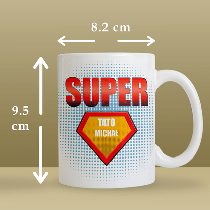 Mój super tata - 1x Kubek z nadrukiem, spersonalizowany prezent dla taty - idamell.com