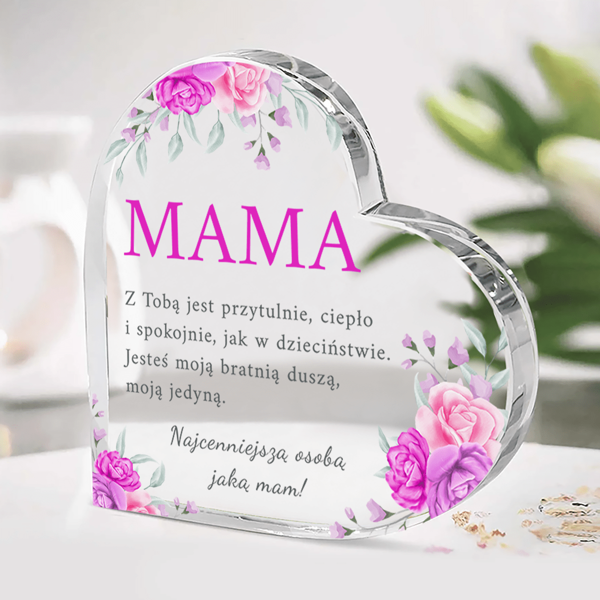 Moja bratnia dusza - Szklane serce, spersonalizowany prezent dla mamy - idamell.com