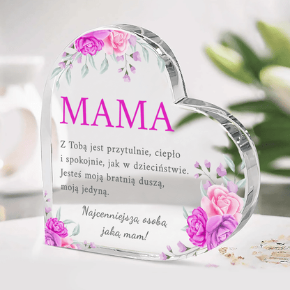 Moja bratnia dusza - Szklane serce, spersonalizowany prezent dla mamy - idamell.com