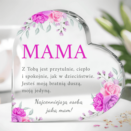 Moja bratnia dusza - Szklane serce, spersonalizowany prezent dla mamy - idamell.com
