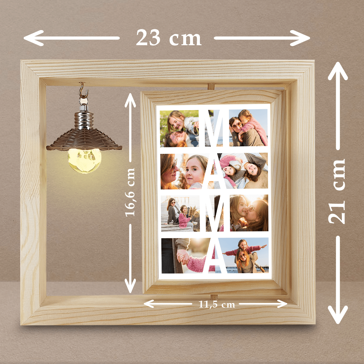 Moja mama - Druk na szkle w drewnianej ramce + led, spersonalizowany prezent dla mamy - idamell.com