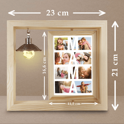 Moja mama - Druk na szkle w drewnianej ramce + led, spersonalizowany prezent dla mamy - idamell.com