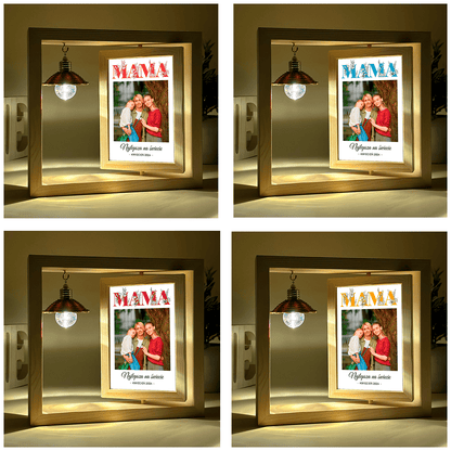 Moja mama - Druk na szkle w drewnianej ramce + led, spersonalizowany prezent dla mamy - idamell.com