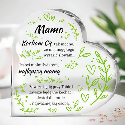 Moja ukochana mamo - Szklane serce, spersonalizowany prezent dla mamy - idamell.com