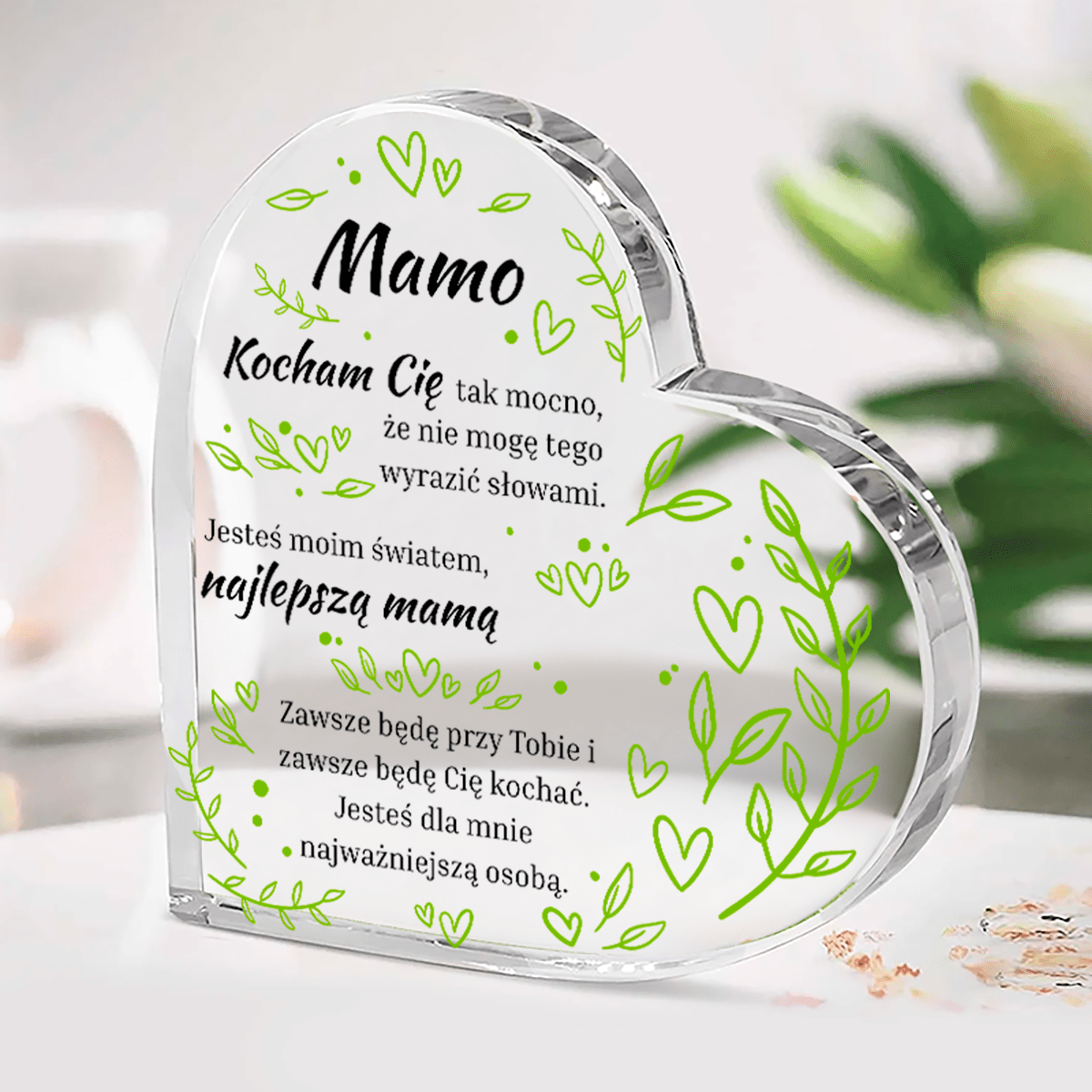 Moja ukochana mamo - Szklane serce, spersonalizowany prezent dla mamy - idamell.com