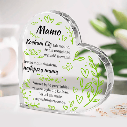 Moja ukochana mamo - Szklane serce, spersonalizowany prezent dla mamy - idamell.com