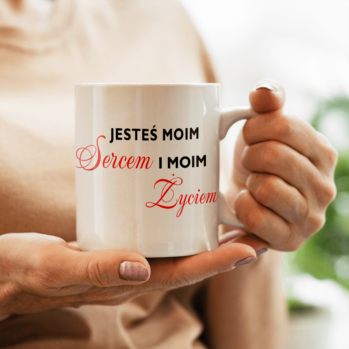 Moje serce - 1x Kubek z nadrukiem, spersonalizowany prezent dla pary - idamell.com