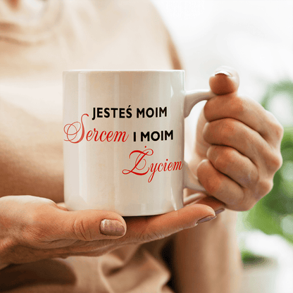 Moje serce - 1x Kubek z nadrukiem, spersonalizowany prezent dla pary - idamell.com