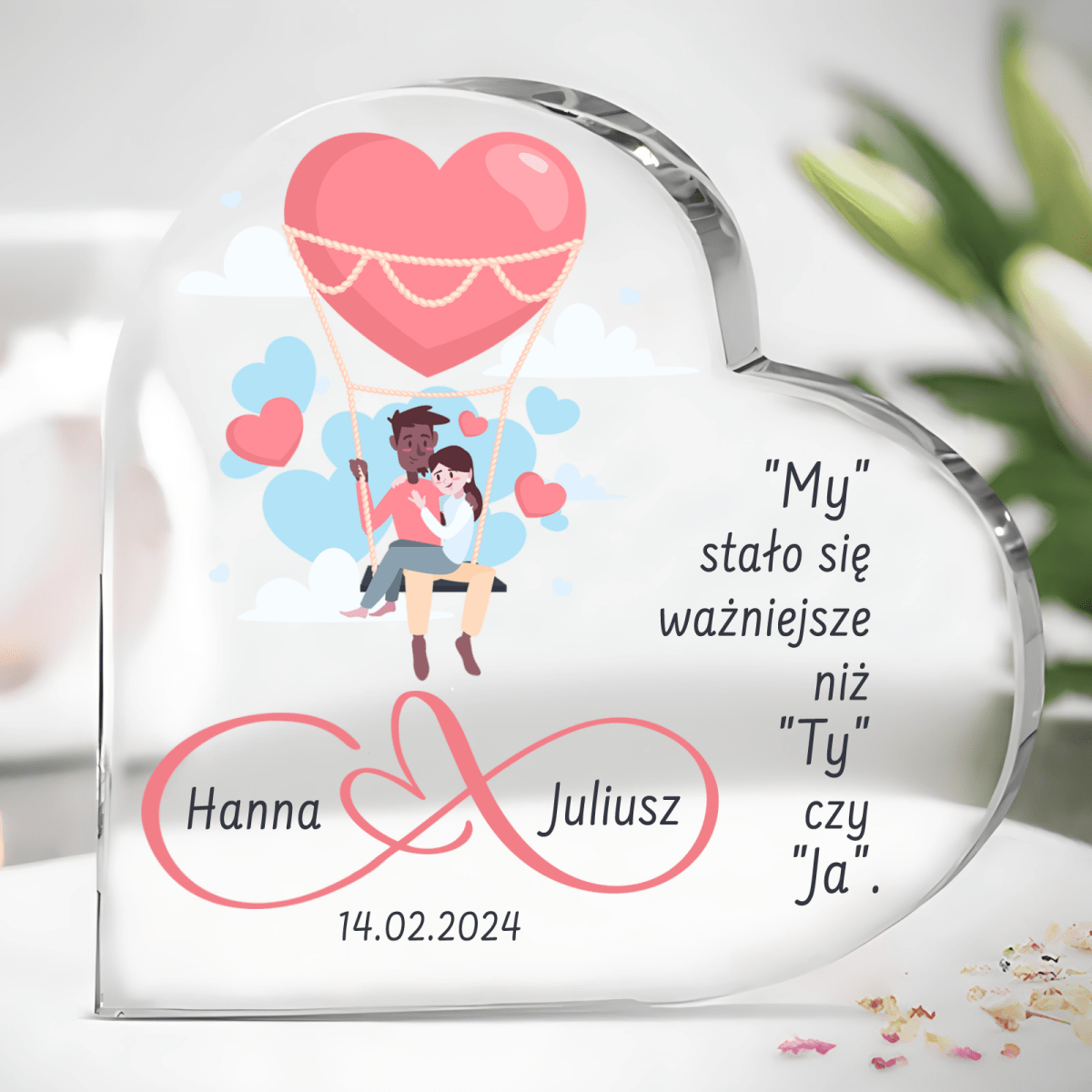 My jesteśmy najważniejsi - Szklane serce, spersonalizowany prezent dla pary - idamell.com