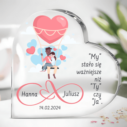 My jesteśmy najważniejsi - Szklane serce, spersonalizowany prezent dla pary - idamell.com