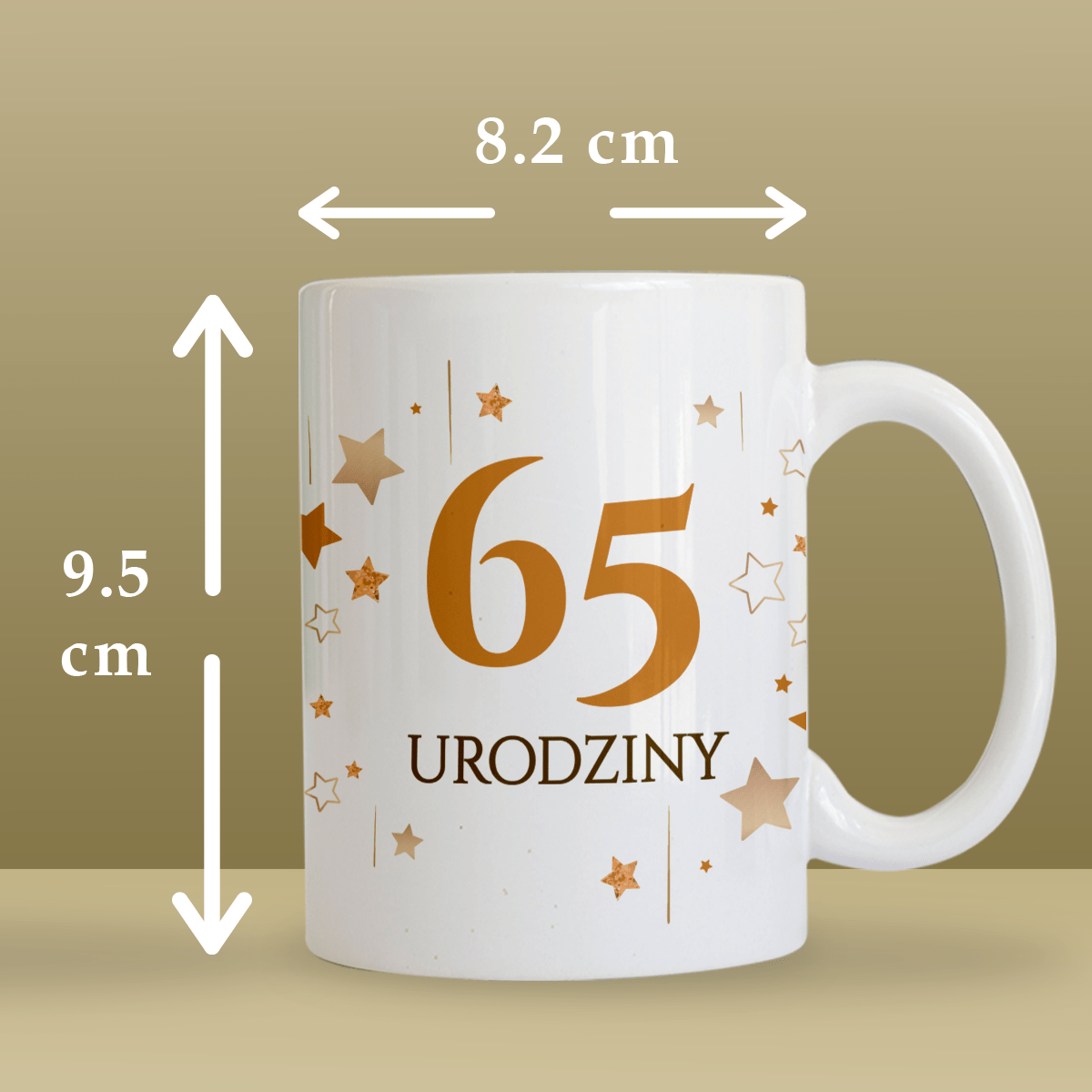 Na 65 lat - 1x Kubek z nadrukiem, spersonalizowany prezent dla niej - idamell.com
