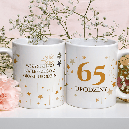 Na 65 lat - 1x Kubek z nadrukiem, spersonalizowany prezent dla niej - idamell.com