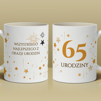 Na 65 lat - 1x Kubek z nadrukiem, spersonalizowany prezent dla niej - idamell.com