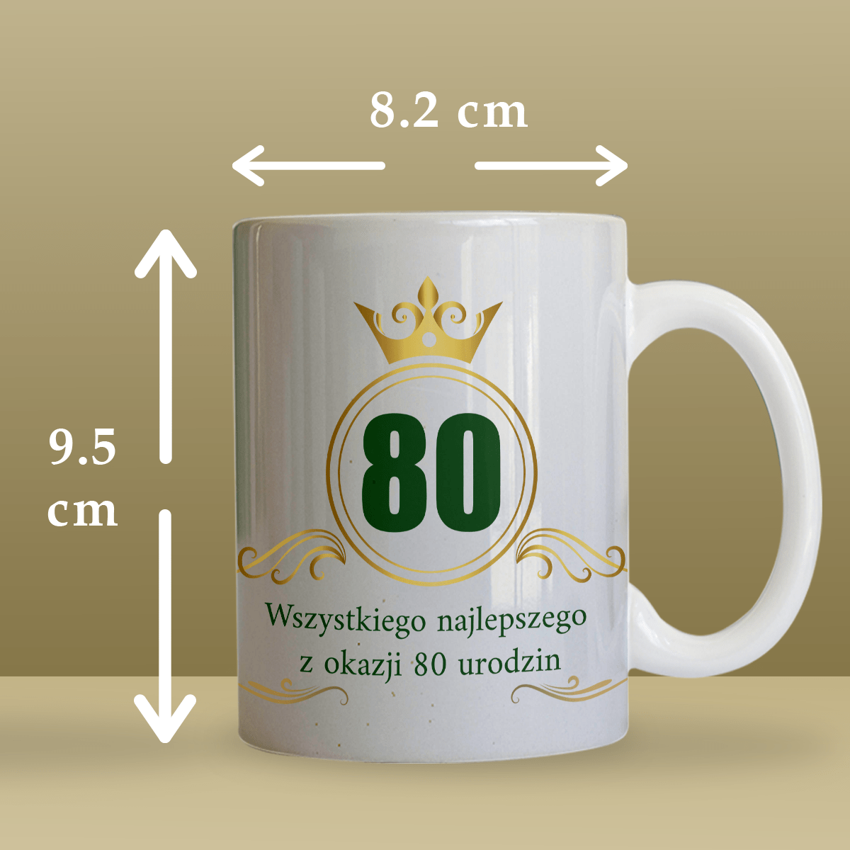 Na 80 urodziny - 1x Kubek z nadrukiem, spersonalizowany prezent dla niego - idamell.com
