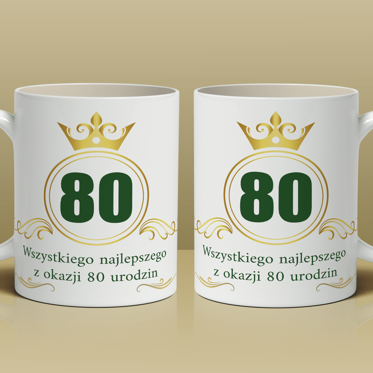 Na 80 urodziny - 1x Kubek z nadrukiem, spersonalizowany prezent dla niego - idamell.com