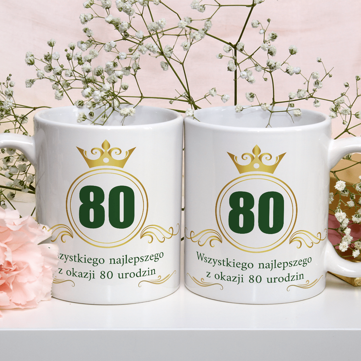 Na 80 urodziny - 1x Kubek z nadrukiem, spersonalizowany prezent dla niego - idamell.com