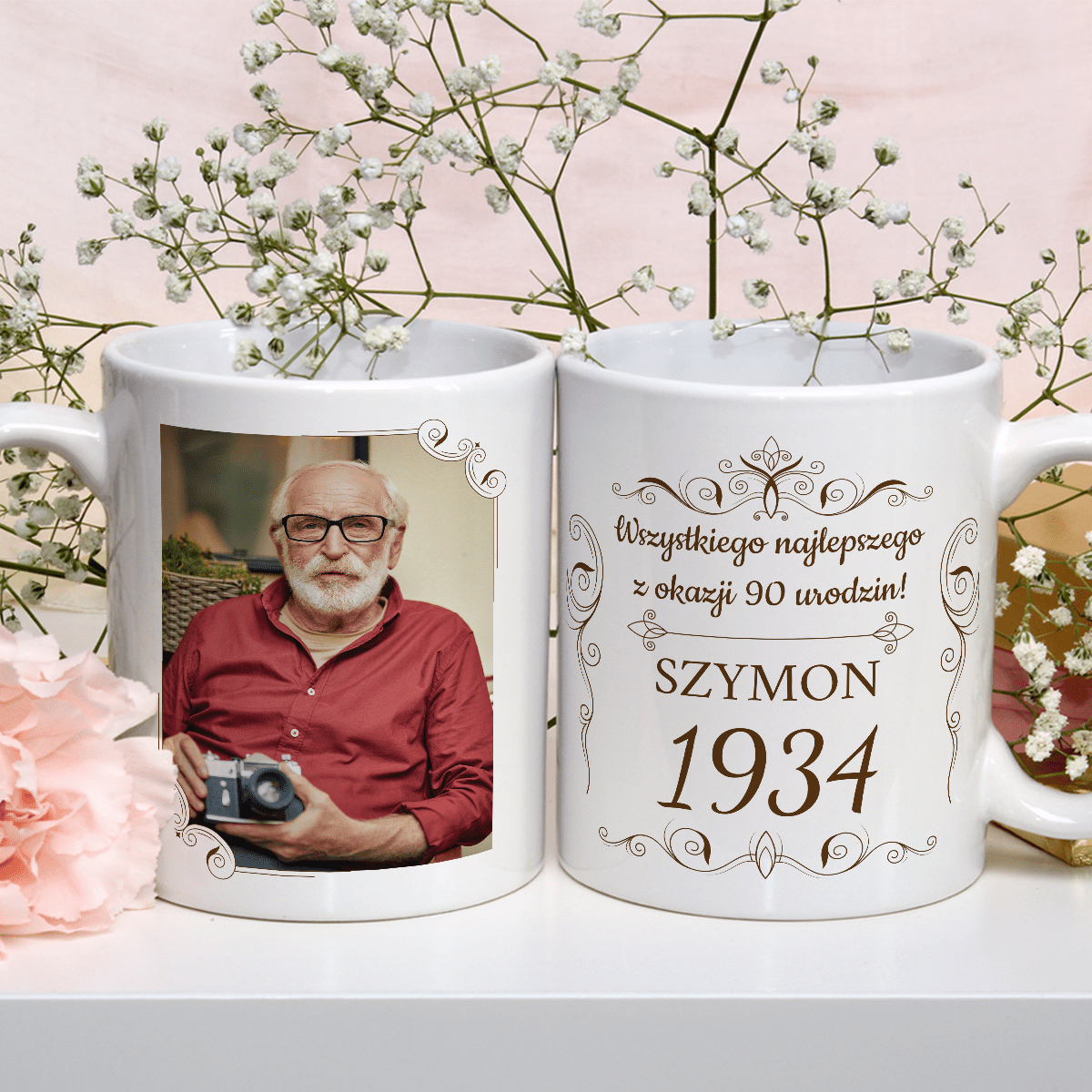 Na 90. urodziny - 1x Kubek z nadrukiem, spersonalizowany prezent dla dziadka - idamell.com