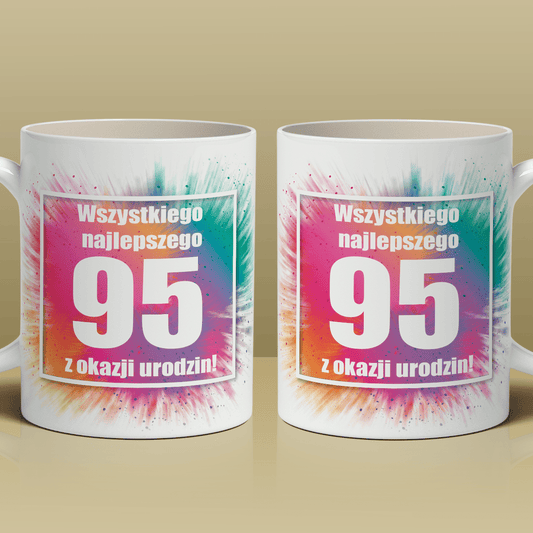 Na 95. urodziny - 1x Kubek z nadrukiem, spersonalizowany prezent dla babci - idamell.com