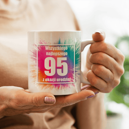 Na 95. urodziny - 1x Kubek z nadrukiem, spersonalizowany prezent dla babci - idamell.com