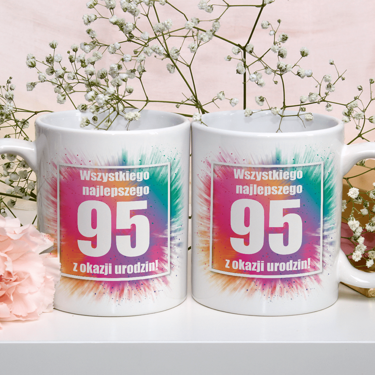Na 95. urodziny - 1x Kubek z nadrukiem, spersonalizowany prezent dla babci - idamell.com