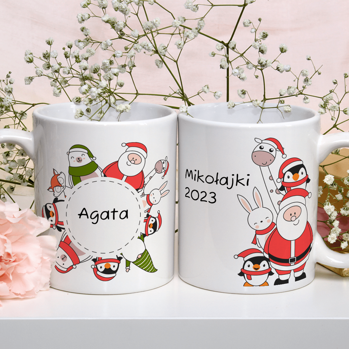 Na Mikołajki - 1x Kubek z nadrukiem, spersonalizowany prezent dla siostry - idamell.com
