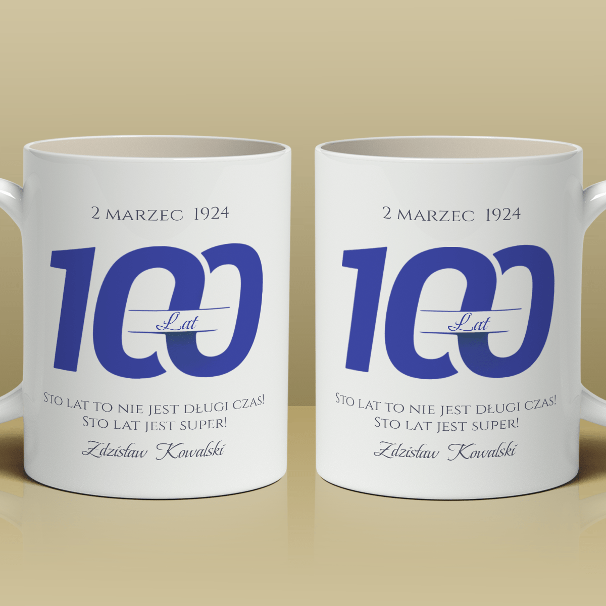 Na Twoje100 lat - 1x Kubek z nadrukiem, spersonalizowany prezent dla niego - idamell.com