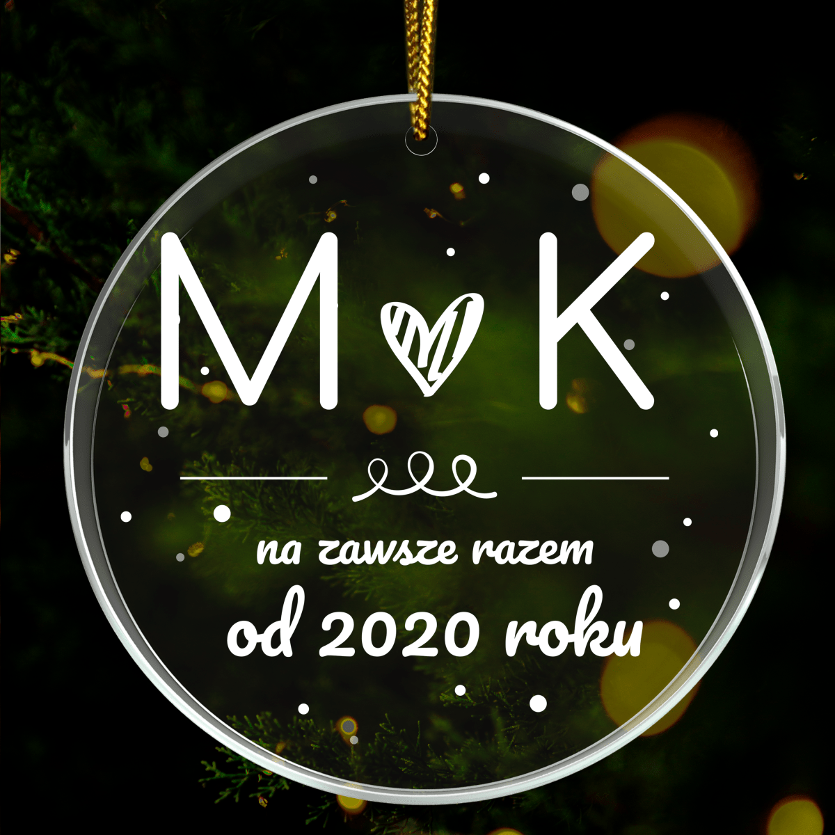 Na zawsze razem - bombka choinkowa, spersonalizowany prezent dla pary - idamell.com