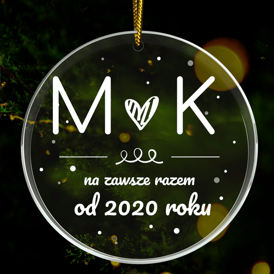 Na zawsze razem - bombka choinkowa, spersonalizowany prezent dla pary - idamell.com