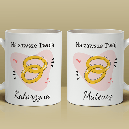 Na zawsze - Zestaw 2 x Kubek z nadrukiem, spersonalizowany prezent dla pary - idamell.com
