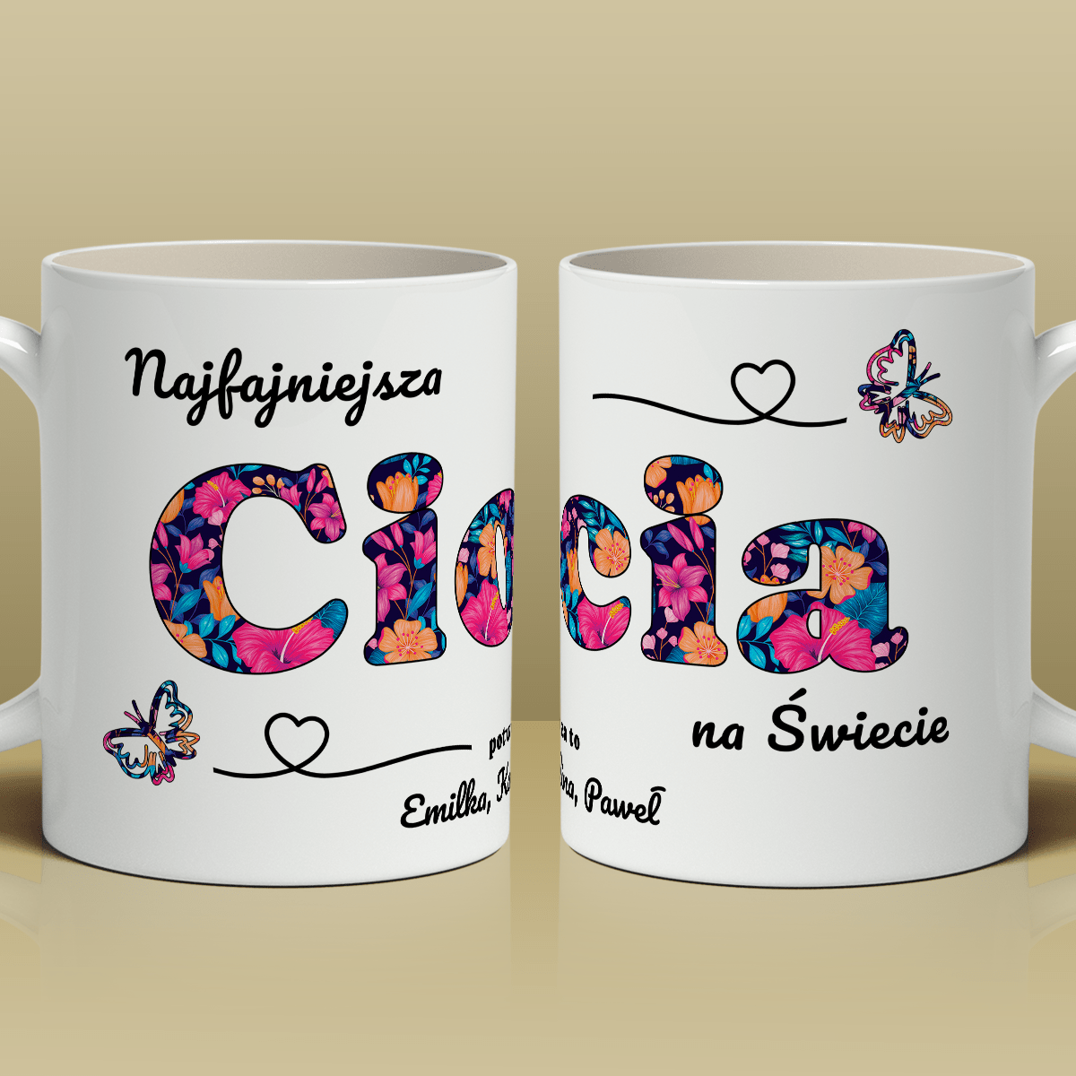 Najfajniejsza ciocia - 1x Kubek z nadrukiem, spersonalizowany prezent dla cioci - idamell.com