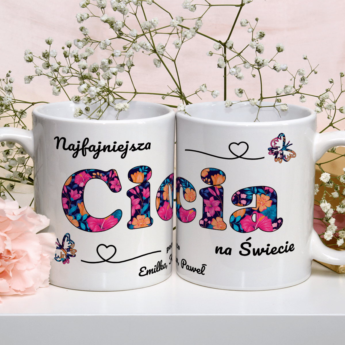 Najfajniejsza ciocia - 1x Kubek z nadrukiem, spersonalizowany prezent dla cioci - idamell.com