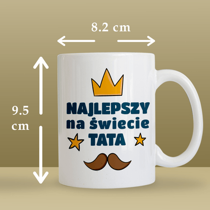 Najlepszy na świecie - 1x Kubek z nadrukiem, spersonalizowany prezent dla taty - idamell.com