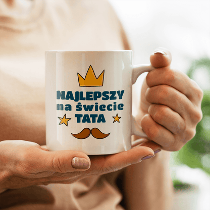 Najlepszy na świecie - 1x Kubek z nadrukiem, spersonalizowany prezent dla taty - idamell.com