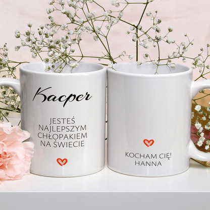 Najlepszy na świecie - Kubek z nadrukiem, spersonalizowany prezent dla chłopaka - idamell.com