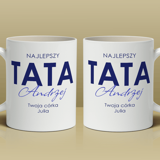 Najlepszy tata świata - 1x Kubek z nadrukiem, spersonalizowany prezent dla taty - idamell.com