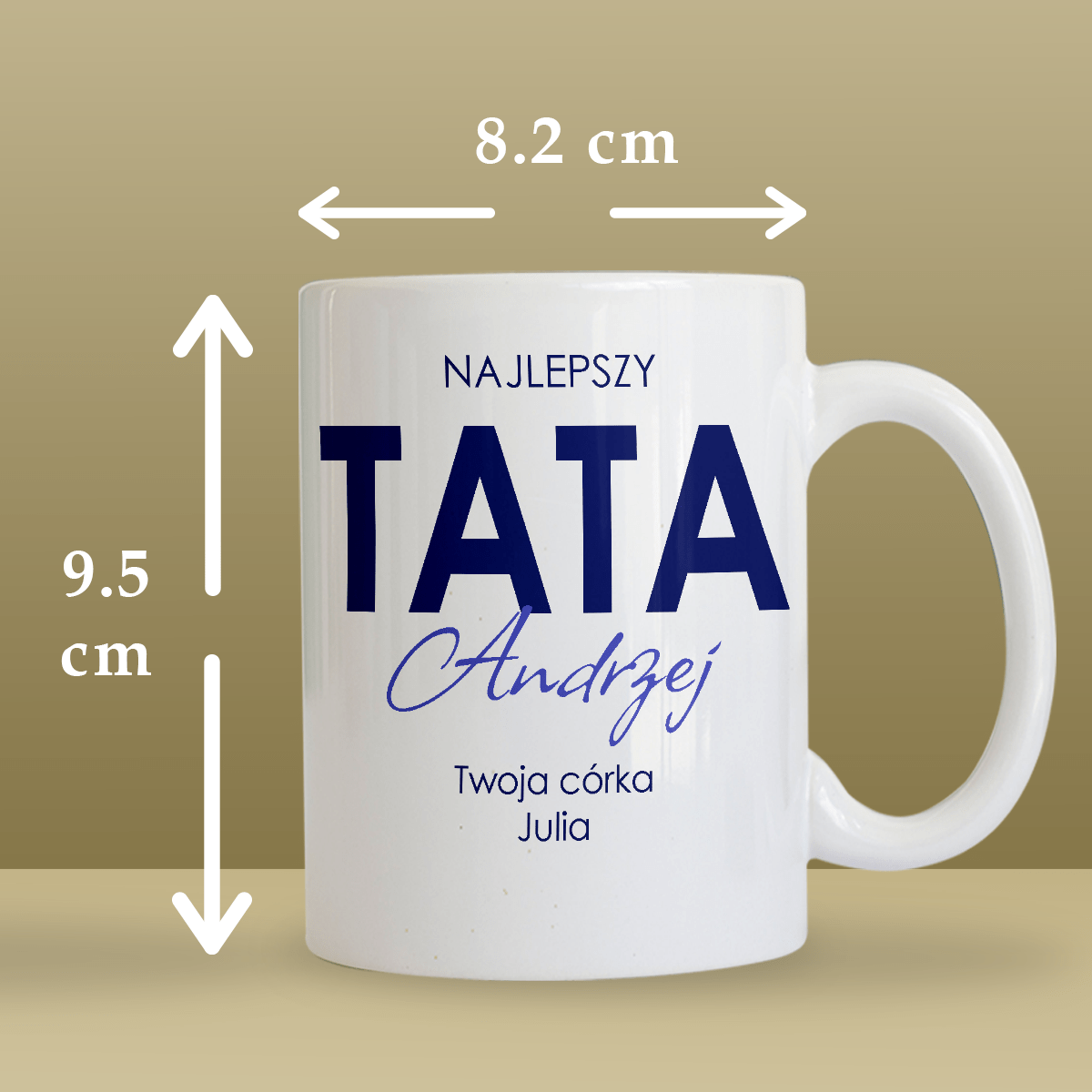 Najlepszy tata świata - 1x Kubek z nadrukiem, spersonalizowany prezent dla taty - idamell.com