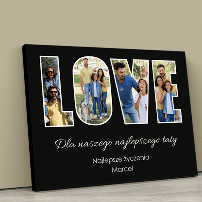 Napis ze zdjęć Love - druk na płótnie, spersonalizowany prezent dla taty - idamell.com