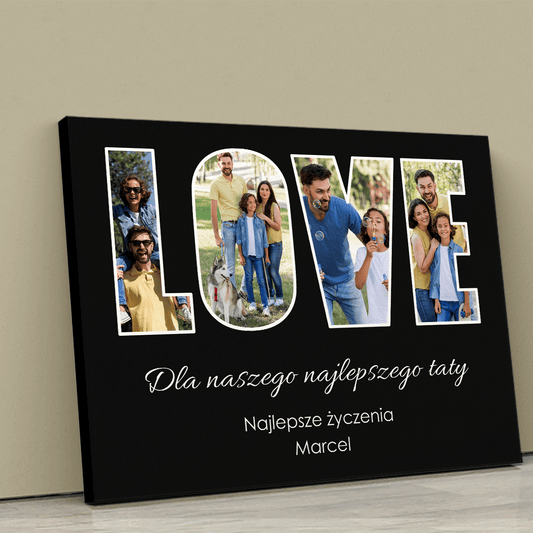 Napis ze zdjęć Love - druk na płótnie, spersonalizowany prezent dla taty - idamell.com