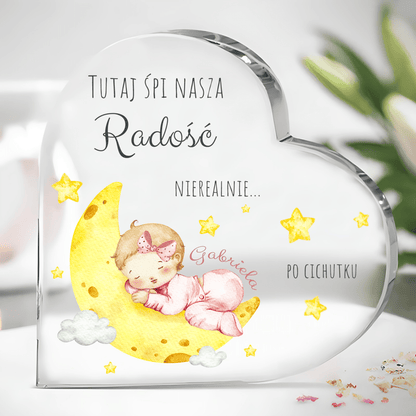 Nasza radość - Szklane serce, spersonalizowany prezent dla dziecka - idamell.com