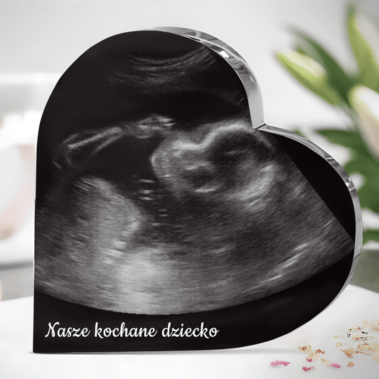 Nasze kochane dziecko - Szklane serce, spersonalizowany prezent dla rodziców - idamell.com