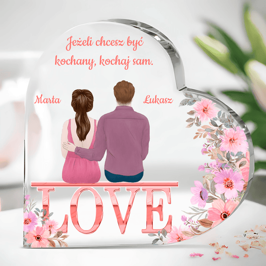 Nasze LOVE - Szklane serce, spersonalizowany prezent dla pary - idamell.com
