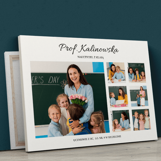 Nauczyciel z klasą - druk na płótnie, spersonalizowany prezent - idamell.com
