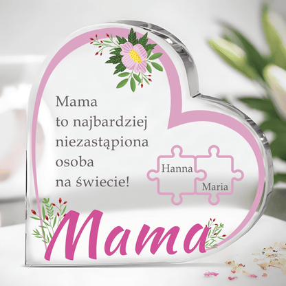 Niezastąpiona mama - Szklane serce, spersonalizowany prezent dla mamy - idamell.com