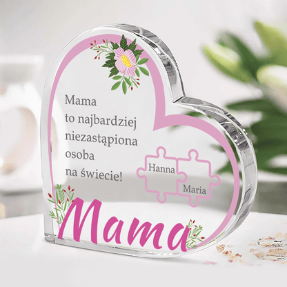 Niezastąpiona mama - Szklane serce, spersonalizowany prezent dla mamy - idamell.com