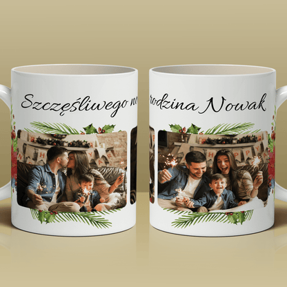 Noworoczne życzenia - 1x Kubek z nadrukiem, spersonalizowany prezent dla rodziców - idamell.com