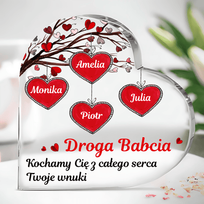 Od Kochających wnuków - Szklane serce, spersonalizowany prezent dla babci - idamell.com
