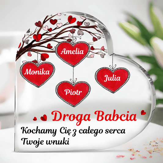 Od Kochających wnuków - Szklane serce, spersonalizowany prezent dla babci - idamell.com